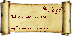Miklóssy Áron névjegykártya
