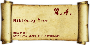 Miklóssy Áron névjegykártya