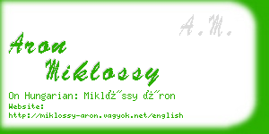 aron miklossy business card